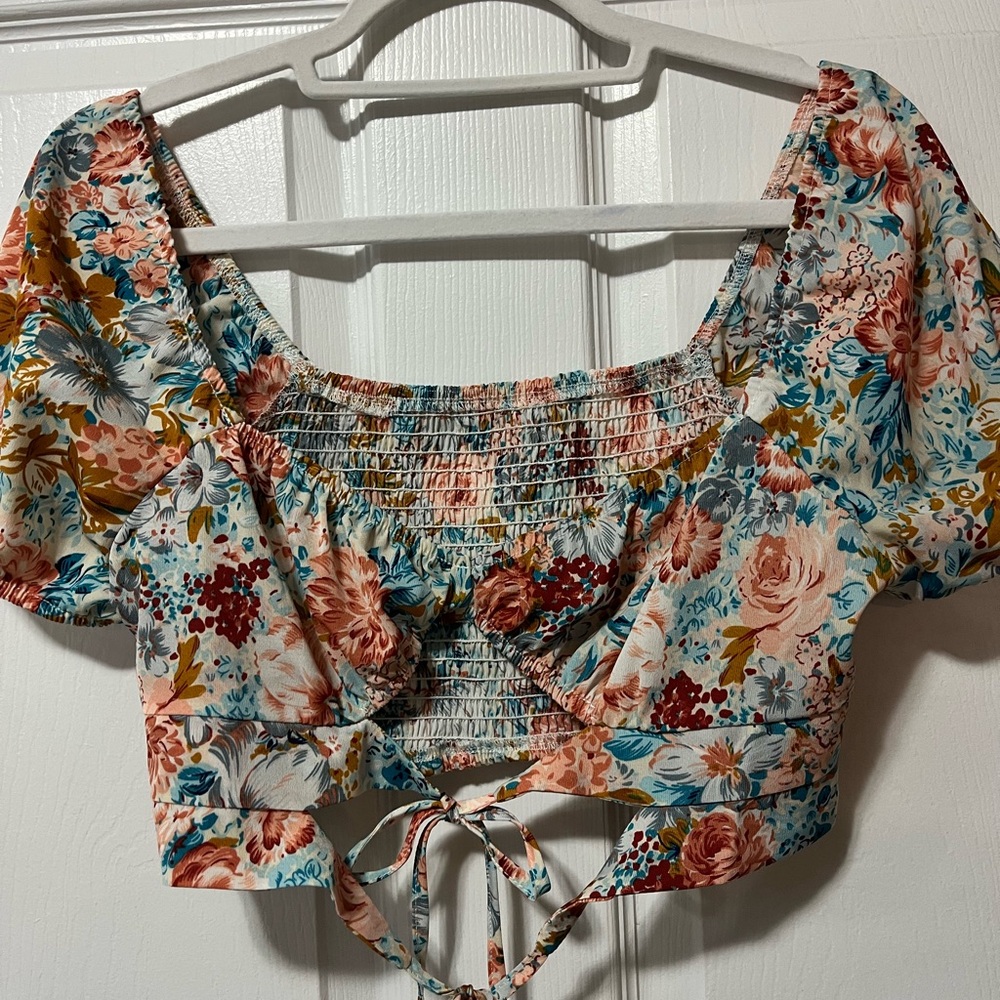Floral Smocked Crop Top